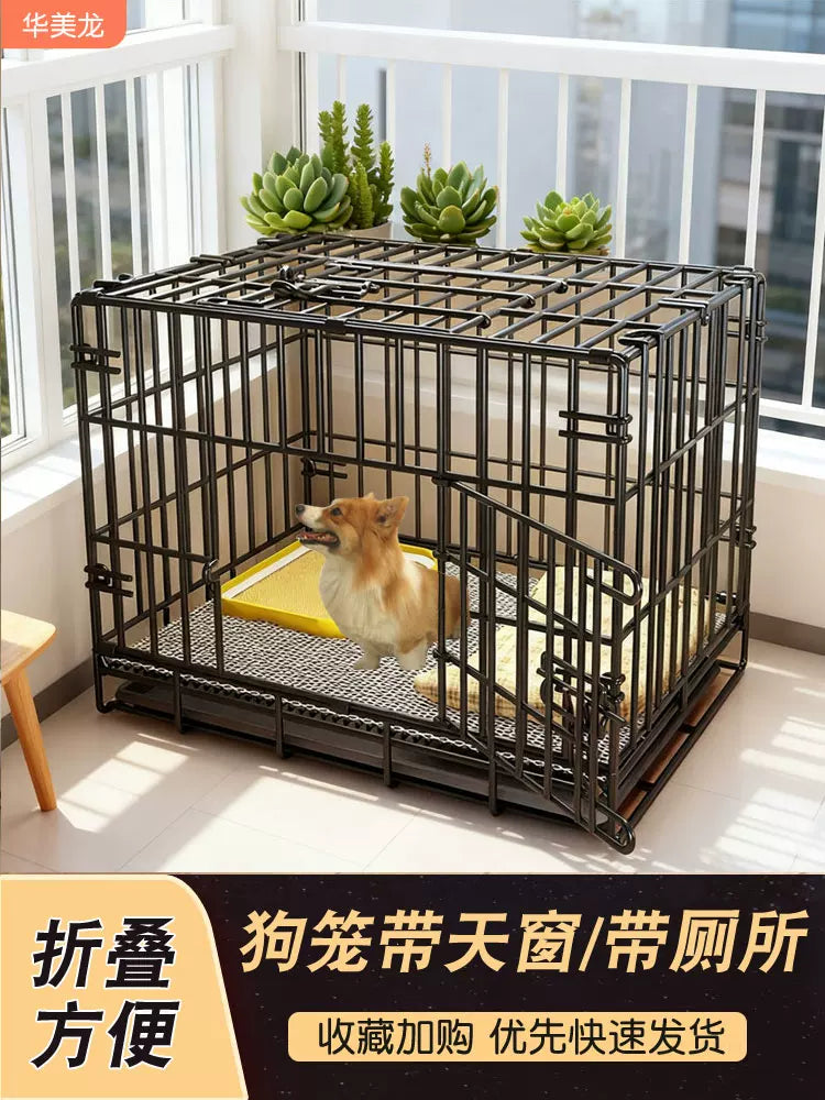 Pet Dog Crate with Toilet Tray for Small to Medium Dogs