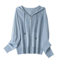 Women's Long Sleeve Sun Protection Hoodie Loose Thin Ice Silk Knit Cardigan
