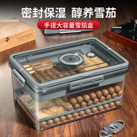 Cigar Humidor, Portable 3-Layer Transparent Large Capacity Sealed Moisture-Proof Cigar Storage Box
