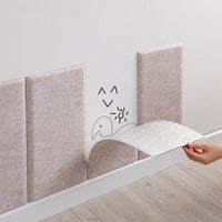 Self-Adhesive Linen Upholstered Wall Panels for Headboards and Wall Protection