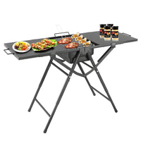 Foldable Outdoor BBQ Grill with Table, Portable Camping Picnic Charcoal Grill