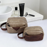 Men's PU Leather Waterproof Toiletry Bag for Travel and Business