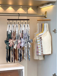 Multi-functional Belt Tie Scarf Hanger with Hooks for Closet Organization