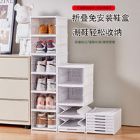 Foldable Transparent Shoe Box Storage Rack, Easy Assembly Shoe Organizer for Home