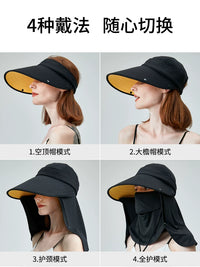 UVBANANA Women's UV Protection Sun Visor Hat with Wide Brim and Detachable Face Mask