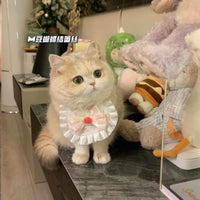 Pet Cat Dog Lace Bib Scarf Collar for Small to Medium Pets, Handmade Decorative Neckwear for Photoshoots