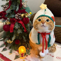 Pet Christmas Cloak for Cats and Dogs, Warm Winter New Year Costume for Photoshoots