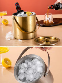 Thickened 304 Stainless Steel Double-Layer Ice Bucket for Wine, Champagne, Beer, and Ice Cubes