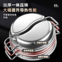 Stainless Steel Divided Hot Pot with Lid, Induction Compatible, Thickened Shabu Shabu Pot for Home Use