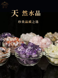 Natural Crystal Crushed Stone Set for Buddhist Offerings and Decor
