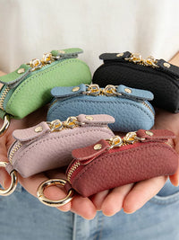 Japanese Style Genuine Leather Mini Coin Purse with Zipper