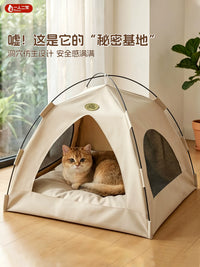 Pet Tent Bed Semi-Enclosed Cat House for All Seasons, Portable Dog Hideaway Sleeping Nest