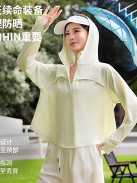 Ice-Feel Cloak Sun Protection Hoodie for Women, Breathable UV Protection Shawl, Lightweight & Versatile