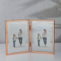 Minimalist Double-Sided Transparent Photo Frame, Foldable Acrylic Metal Glass Desktop Display