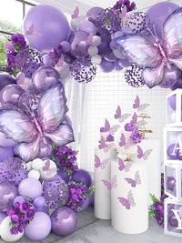 Purple Butterfly Balloon Set for Birthday Parties and Weddings