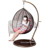 Indoor Outdoor Wicker Hanging Basket Chair with Stand, Rattan Swing Hammock for Patio Balcony Garden