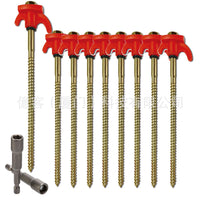 Gold Threaded Tent Stakes with Luminous Head for Outdoor Camping