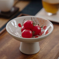 Blue and White Ceramic Pedestal Dessert Plate for Tea Snacks and Dried Fruits