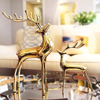 Large Brass Deer Metal Ornament for Living Room, Premium Home Decor Gift