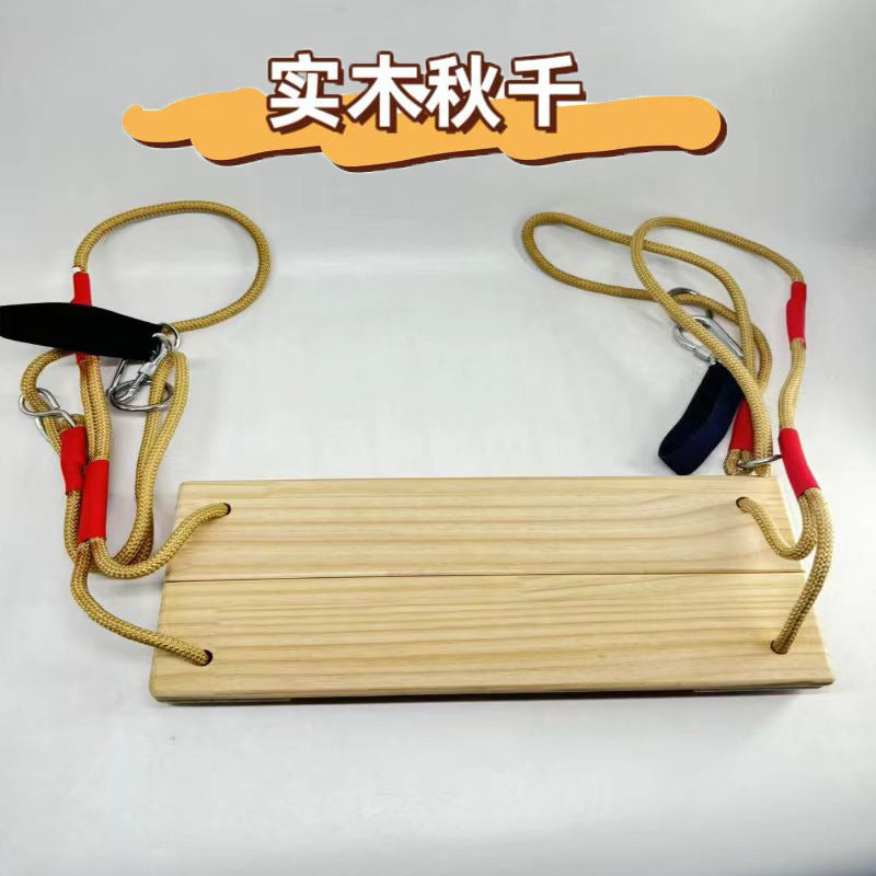 Adjustable Wooden Swing Seat for Kids and Adults, Indoor/Outdoor Use