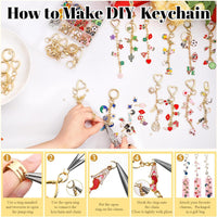 DIY Keychain Making Kit with Alphabet, Animal, and Floral Charms - 352/316 Pcs Craft Supplies