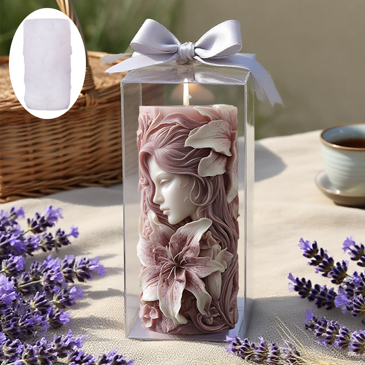 3D Female Bust Floral Scented Candle Silicone Mold for DIY Desktop Decor
