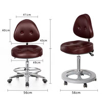 Dental Assistant Stool with Backrest and Foot Ring, Adjustable Swivel Chair for Clinic, Lab, Salon