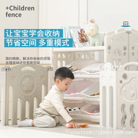 Baby Playpen with Playhouse and Storage Rack, Indoor Safety Activity Center for Infants and Toddlers