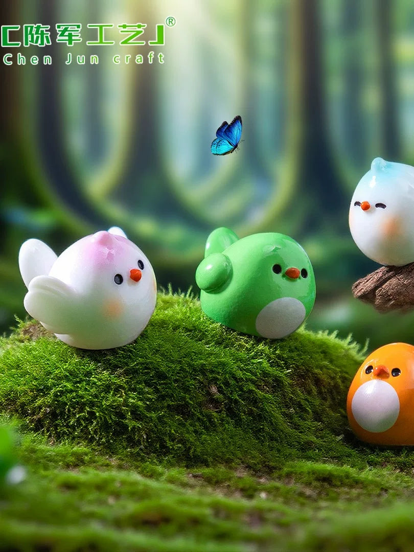 Cute Chubby Bird Miniature Figurines for Micro Landscape Decor