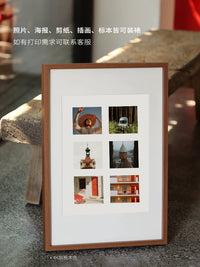 Photo Frame with Mat Board for Wall Mounting, A3/4K/Square Sizes, Double-Sided Display