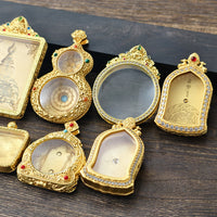 Tibetan Gahu Box Thangka Pendant - Double-Sided Portable Buddha Amulet