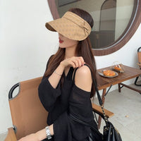 Women's Summer Empty Top Sun Visor with Bowknot - Korean Style Lightweight Beach Sun Hat