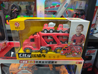 Xinpengyu Double-Layer Dinosaur/Construction Truck Carrier with Sound & Light, Inertia Toy