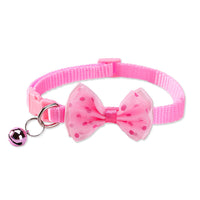 Cat and Dog Collar with Bow Tie and Bell, Adjustable Pet Neckwear with Polka Dot Design