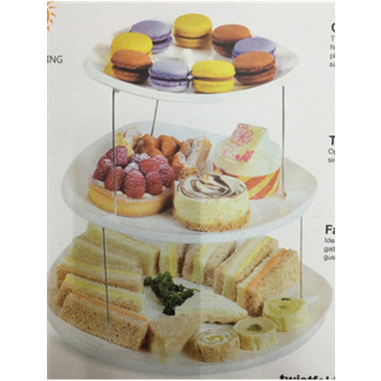 3-Tier Foldable Rotating Fruit Plate Cake Stand Dessert Tray
