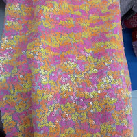 3cm Mesh Sequin Embroidered Fabric for Apparel and Tablecloths, Iridescent 3D Embroidery Material