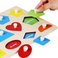 Montessori Wooden Geometric Shape Puzzle Board for Toddlers