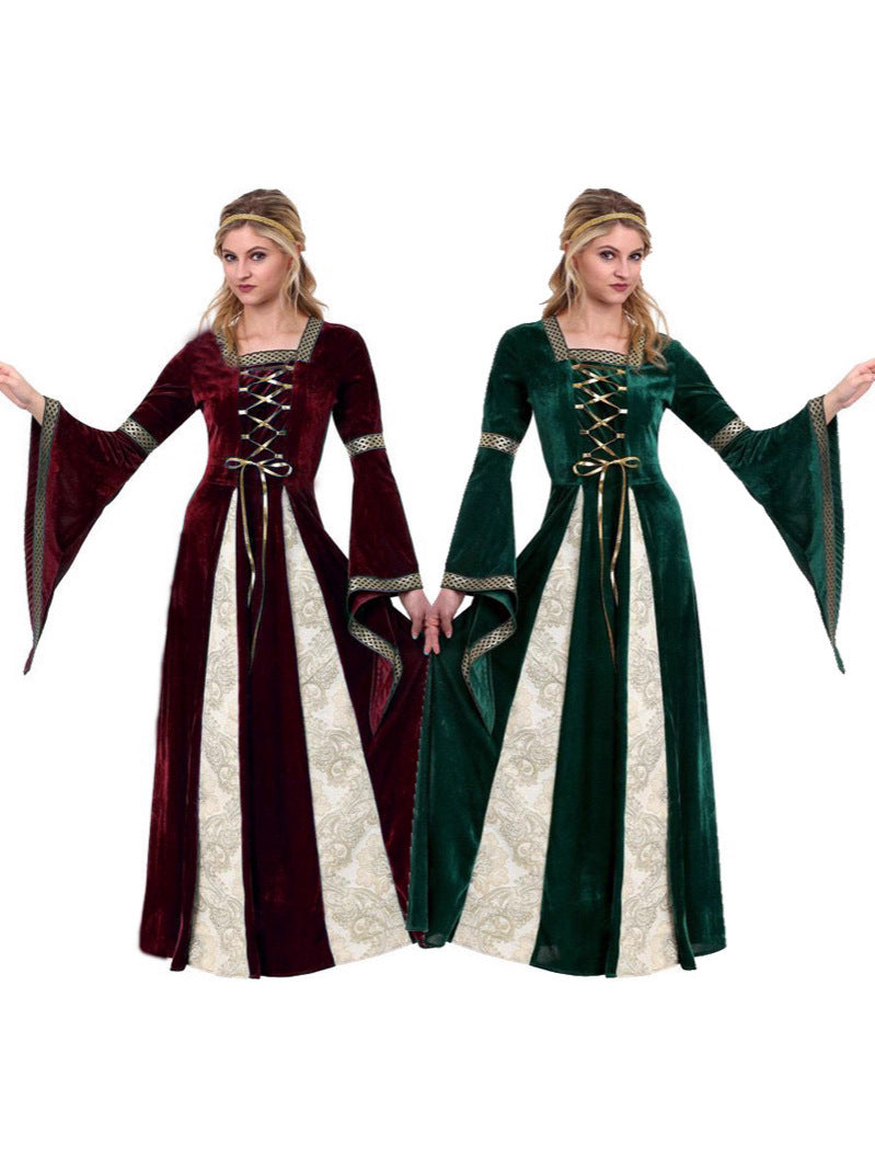 Renaissance Medieval Queen Princess Costume Dress for Halloween Cosplay