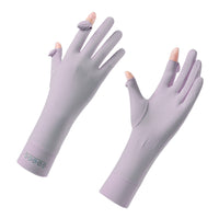 Women's Summer Ice Silk UV Protection Half-Finger Gloves for Outdoor Cycling and Driving