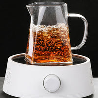 Heat-Resistant Glass Tea Pitcher with Infuser and Strainer, Square Design