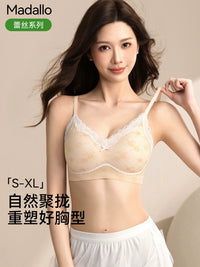 Floral Lace Seamless Bra for Small Breasts, Gather Side Breasts, Prevent Sagging, No Underwire