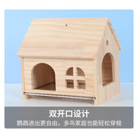 Bird Hideaway House with Pull-Out Tray for Parrots and Small Birds, All Seasons