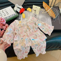 Kids' Cotton Gauze Pajama Set, Spring/Summer 2026, Unisex Pure Cotton Korean Style Loose Sleepwear