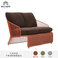 Outdoor Rattan Sofa Coffee Table Set Patio Garden Balcony Small Table Chair Single Leisure Rattan Chair Three-Piece Set