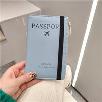 RFID Blocking Passport Holder with Zipper, Solid Color Travel Document Organizer