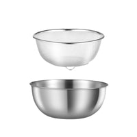 Stainless Steel Colander and Basin Set for Washing Rice and Draining Food