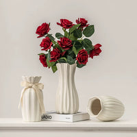 European Style Ceramic Rose Flower Vase for Living Room Dining Table Decor