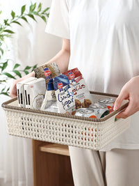 Woven Rattan-Style Plastic Storage Baskets for Home Organization