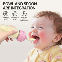 Baby Silicone Squeeze Feeding Bottle with Spoon for Cereal and Purees