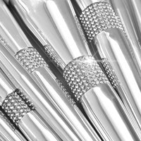 Silver Diamond-Embellished Makeup Brush Set for Beginners - Soft Bristle Blush, Eyeshadow, and Contour Brushes